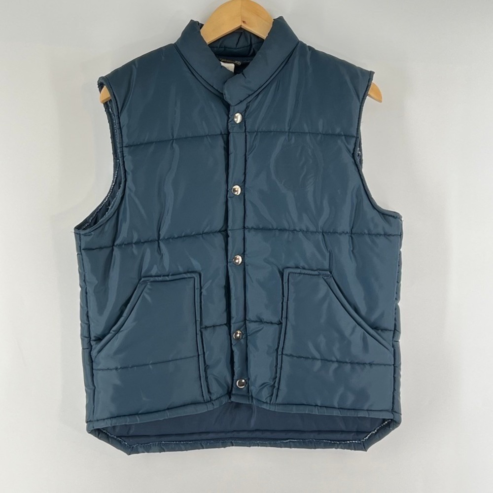 Swingster Puffer Vest Snap Front Blue Men's Size Medium USA - Vintage 80's